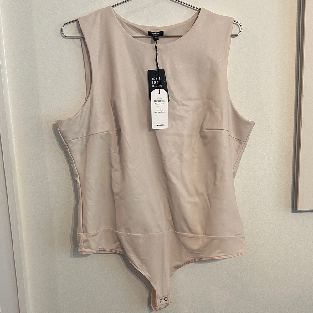 Express leather Beige Sleeveless Bodysuit